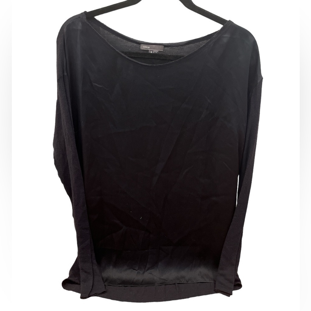 Vince Silk Crewneck Sweater Navy Blue Size Medium